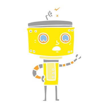 düz renk tarzı çizgi film robot