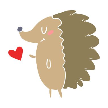 sevimli düz renk tarzı çizgi film kirpi