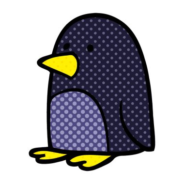 Doodle yılbaşı penguen karikatür