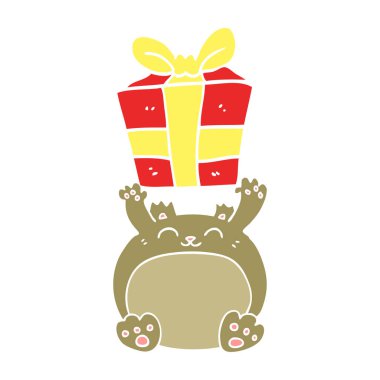 sevimli düz renk stili karikatür Noel ayı