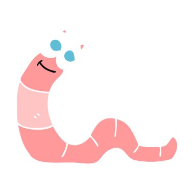 solucan düz renkli çizimi