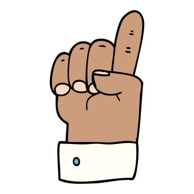 çizgi film doodle işaret eden bir ele