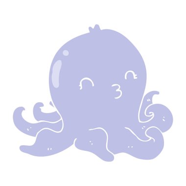 düz renk tarzı çizgi film ahtapot