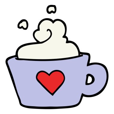 elle çizilmiş doodle tarzı çizgi film Kupası Kahve