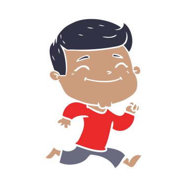 mutlu düz renk tarzı çizgi film adam çalıştıran