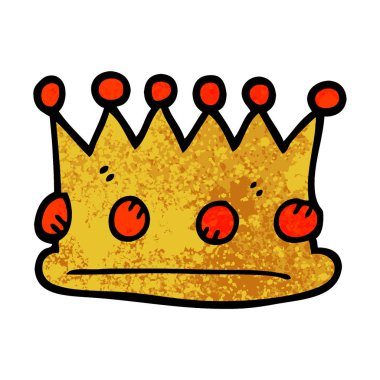 Grunge illüstrasyon karikatür royal crown dokulu.