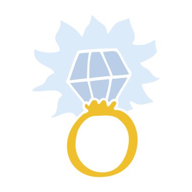 düz renk illüstrasyon karikatür elmas yüzük