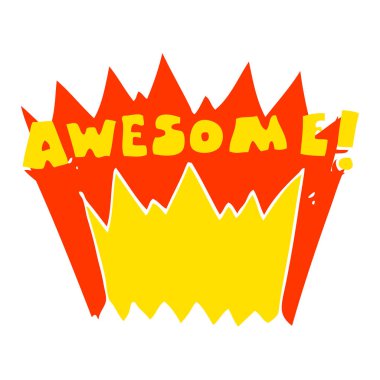 Harika kelime düz renkli çizimi