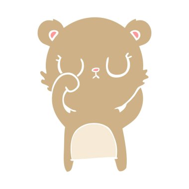 huzurlu düz renk tarzı çizgi film ayı