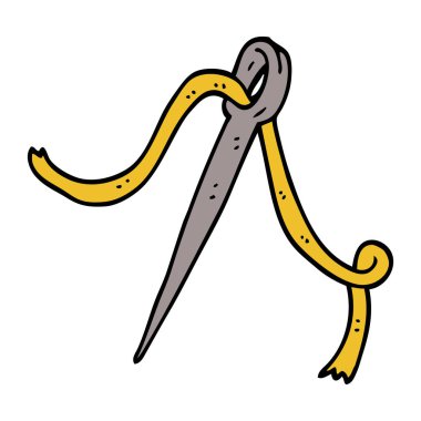 çizgi film doodle iğne ve iplik