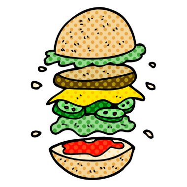 çizgi film doodle büyük burger