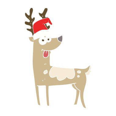 deli Ren geyiği düz renkli çizimi