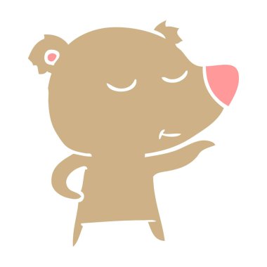 mutlu düz renk tarzı çizgi film ayı