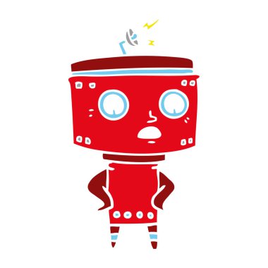 düz renk tarzı çizgi film robot