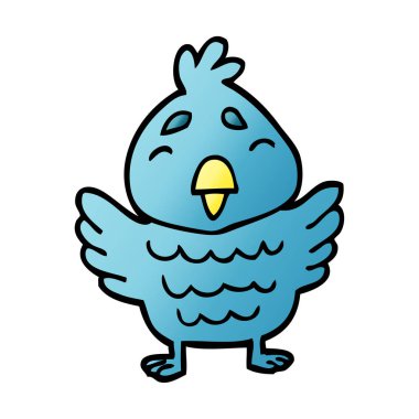 çizgi film doodle mavi kuş