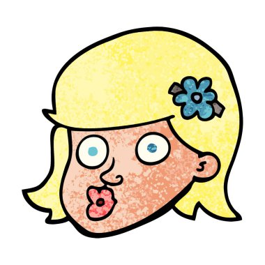 Grunge illüstrasyon karikatür yüz bir kızın dokulu 