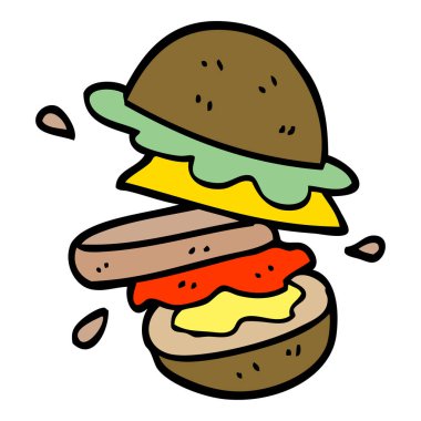 çizgi film doodle bir burger