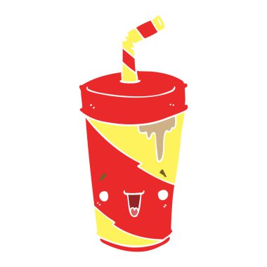 sevimli düz renk tarzı çizgi film soda