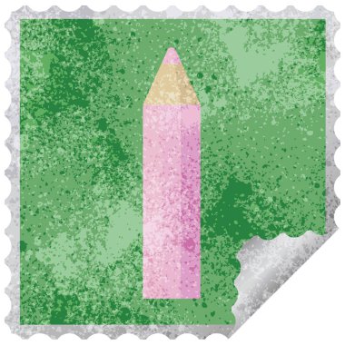 pembe kalem grafik kare etiket damga boyama