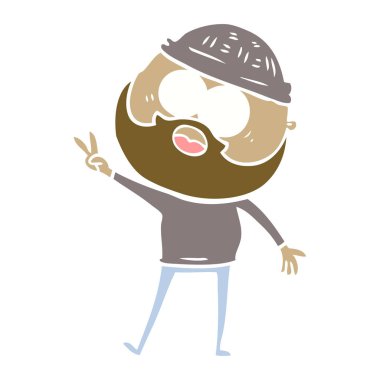 düz renk stil çizgi film adam sakallı