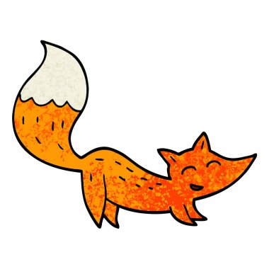 dokulu grunge illüstrasyon karikatür mutlu fox