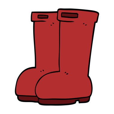 karikatür kırmızı wellies doodle