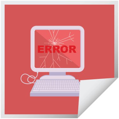 kırık bilgisayar grafik vektör çizim kare etiketi