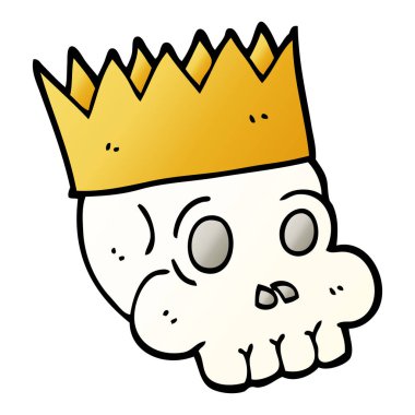 taç giyen vektör degrade illüstrasyon karikatür kafatası