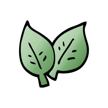 çizgi film doodle yeşil yaprak