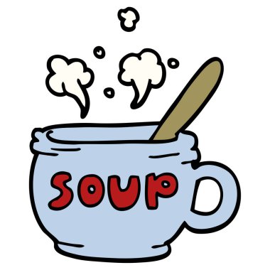 çizgi film doodle sıcak çorba