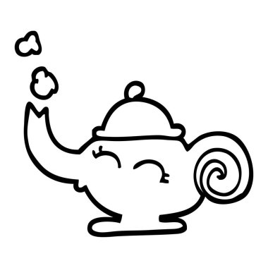 siyah beyaz çizgi film sihirli lamba