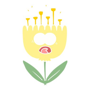 düz renk tarzı çizgi film şok çiçek