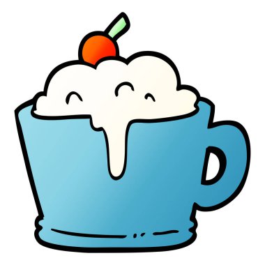 vektör degrade illüstrasyon karikatür süslü mocha kahve