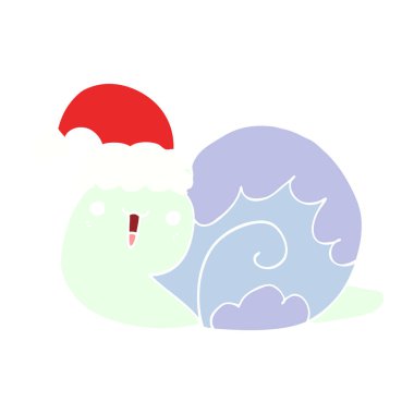 sevimli düz renk stili karikatür Noel salyangoz