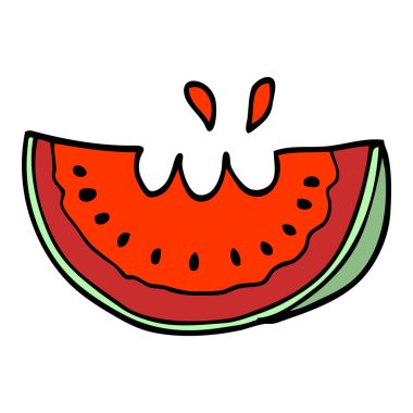 Beyaz arka plan üzerinde izole karikatür doodle karpuz