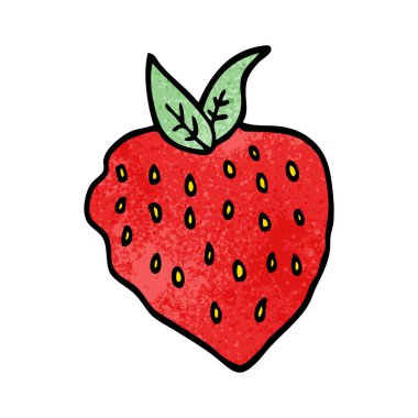 Beyaz arka plan, vektör, illüstrasyon izole karikatür doodle çilek düz simgesi