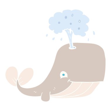 su spouting balina düz renkli çizimi