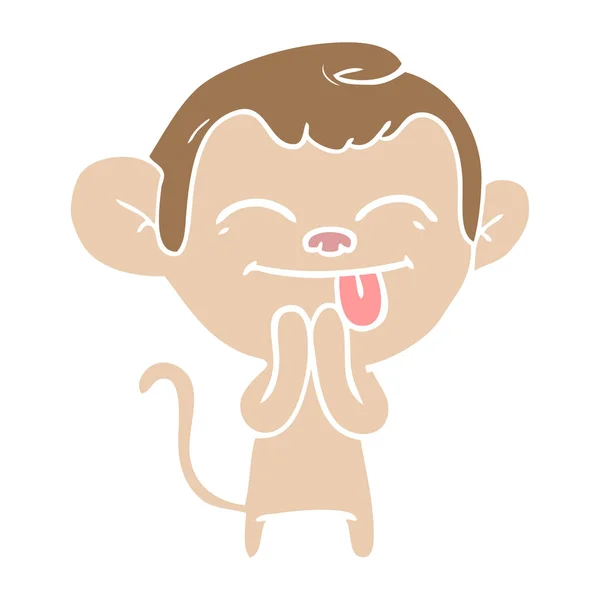 Funny Flat Color Style Cartoon Monkey — Stock Vector