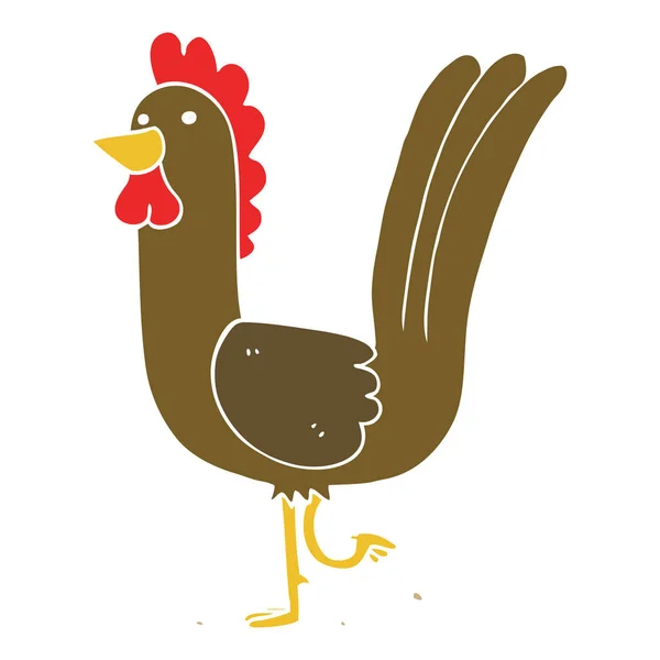 Flat Color Style Cartoon Rooster — Stock Vector