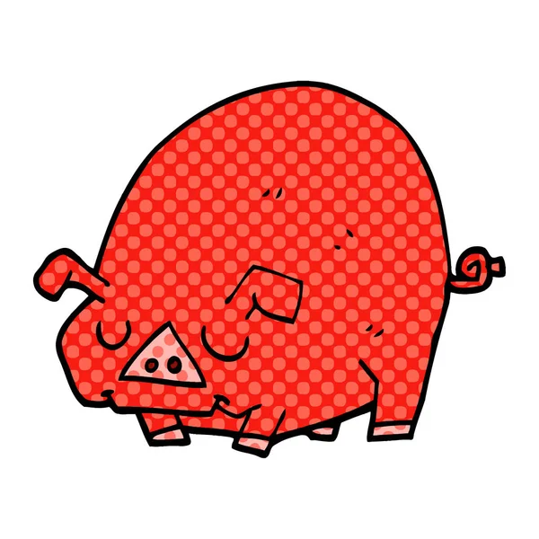 Dessin Animé Doodle Gros Porc — Image vectorielle