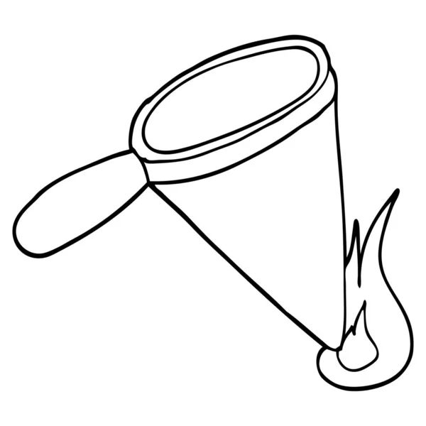 Line Drawing Cartoon Magnifying Glass — Stock Vector