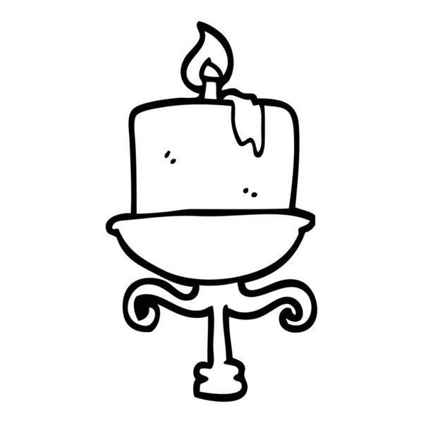 Negro Blanco Dibujos Animados Viejo Candelabro — Vector de stock