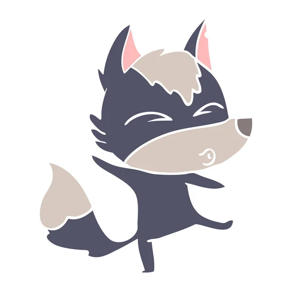 Egale Kleur Stijl Cartoon Wolf Steenbolk — Stockvector