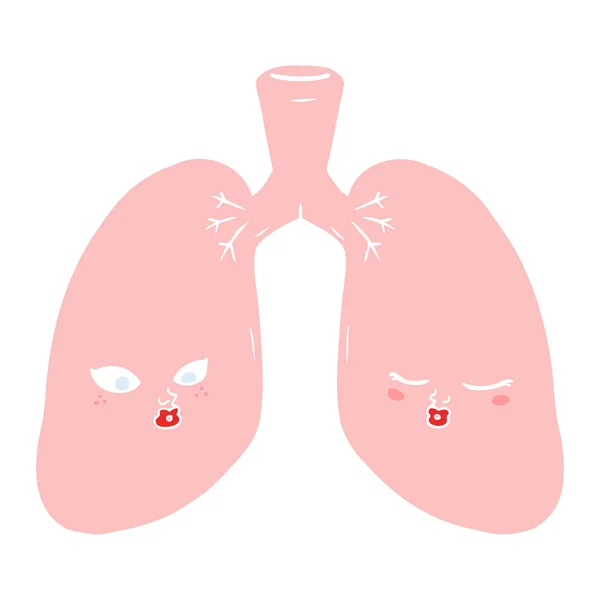 Flat Color Style Cartoon Lungs — Stock Vector