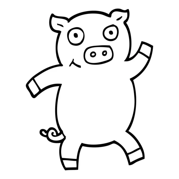 Noir Blanc Dessin Animé Danse Porc — Image vectorielle