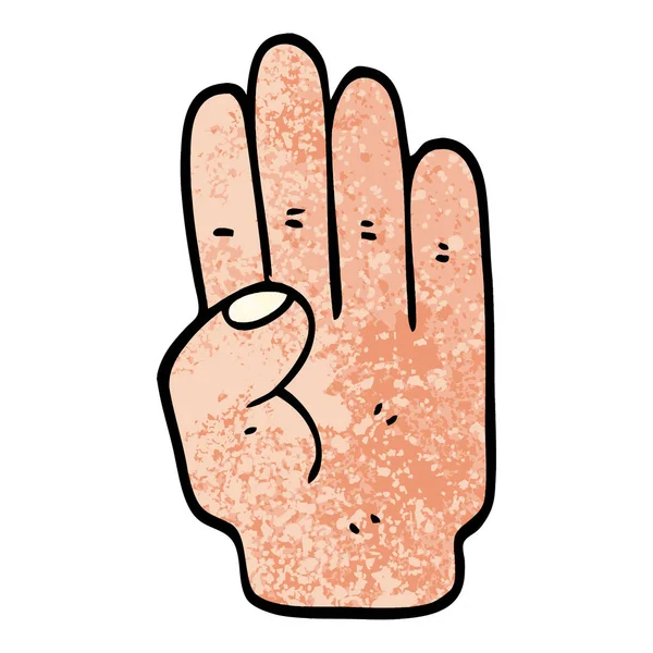 Grunge Textured Illustration Cartoon Hand — Stock Vector