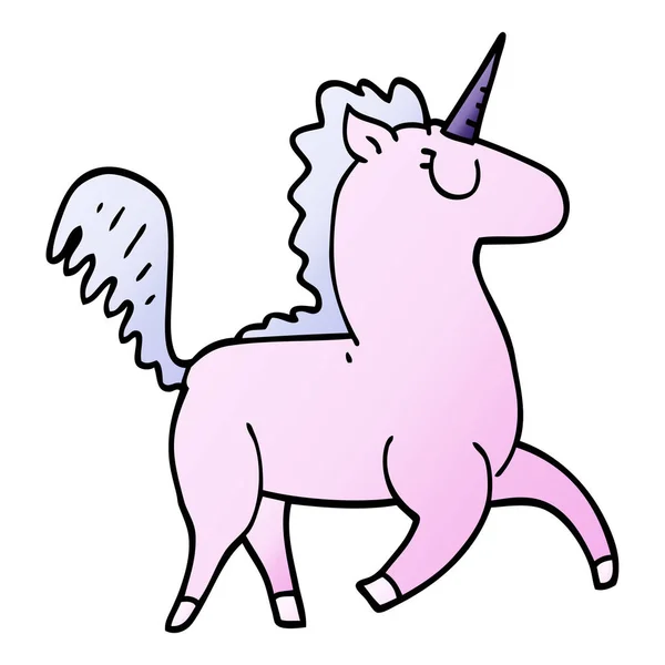 Kartun Doodle Unicorn Desain Vektor - Stok Vektor