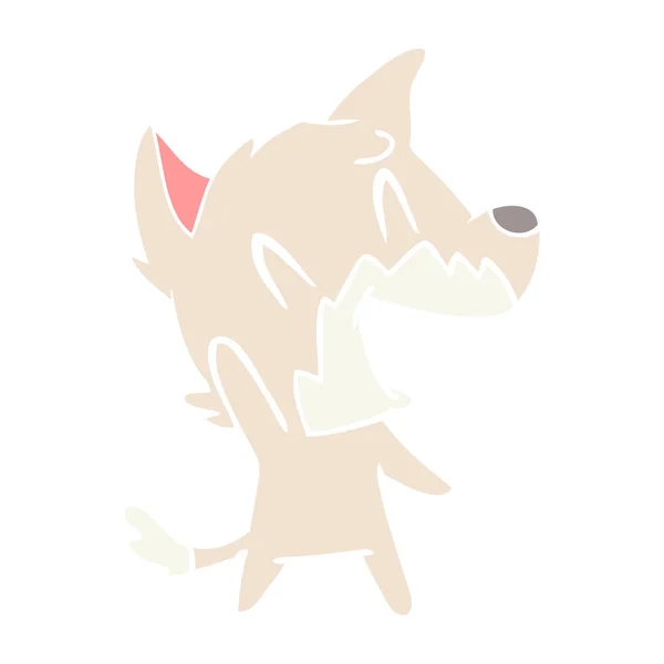 Rire Renard Plat Couleur Style Dessin Animé — Image vectorielle