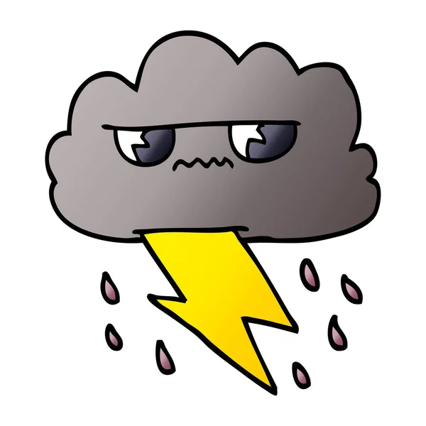 Cartoon Doodle Angry Storm Cloud — Stock Vector
