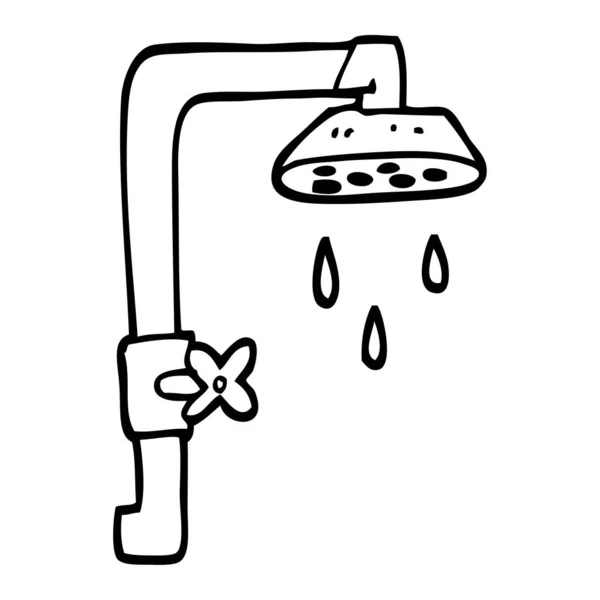 Black White Cartoon Shower Head — Stock Vector